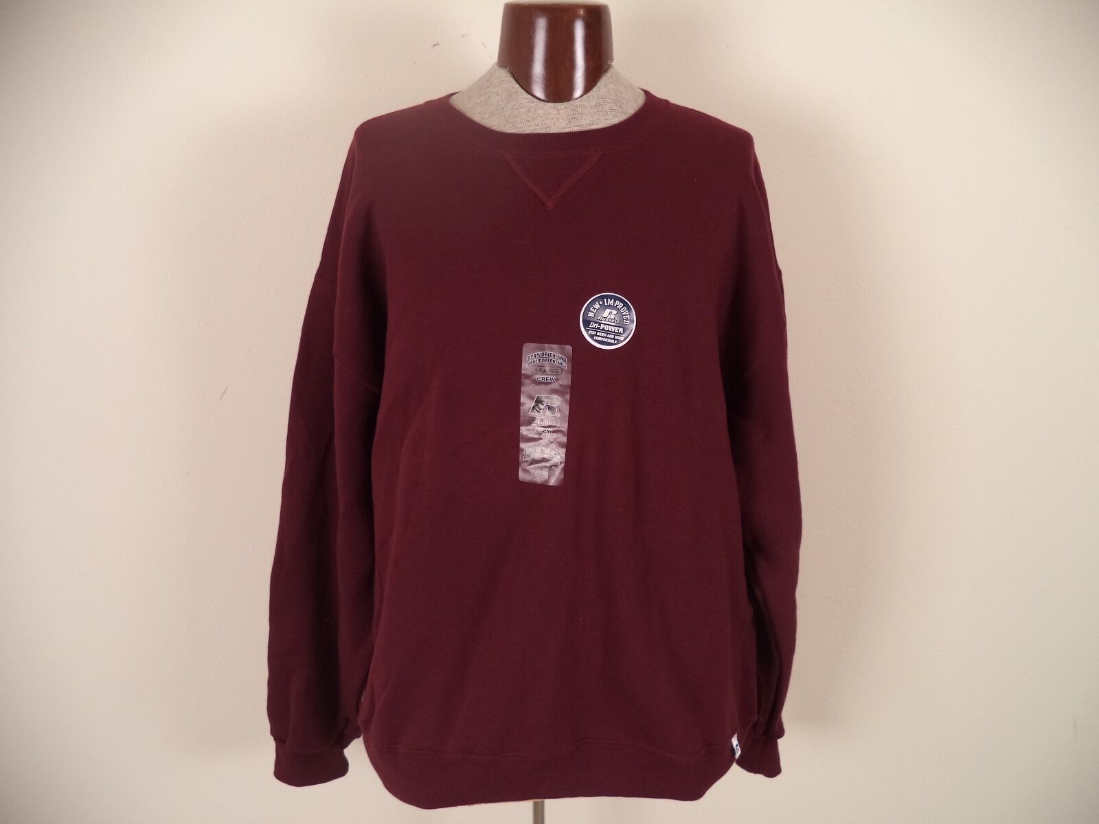 Primary image for Mens Sweatshirt. Russell . Dark Red. XL. 50% Polyester/ 50% Cotton. Long Sleeve.