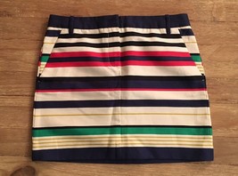 NEW J. Crew Factory Multicolor Stripe Mini Skirt  Size 2 Preppy Nautical Pockets - £27.17 GBP