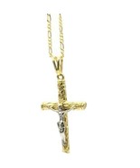 14K Yellow White GOLD PLATED Crucifix Cross Religious Necklace Pendant M... - $32.22 CAD
