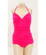 Carmen Marc Valvo Hot Pink Twist Shirred One Piece Swim Suit Women&#39;s Siz... - £135.11 GBP