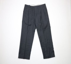 Vtg Brooks Brothers Mens 36x31 Wool Pleated Cuffed Wide Leg Pants Charcoal Gray - £47.44 GBP
