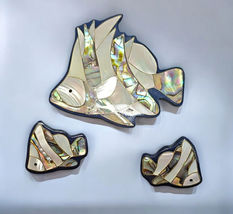 Vintage Angel Fish Brooch/Pendant &amp; Earring Set Abalone/Mother of Pearl ... - $75.72