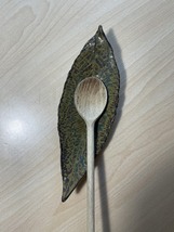 Artisan Pottery: Brown/Green Leaf Spoonrest (JD15) - £17.20 GBP
