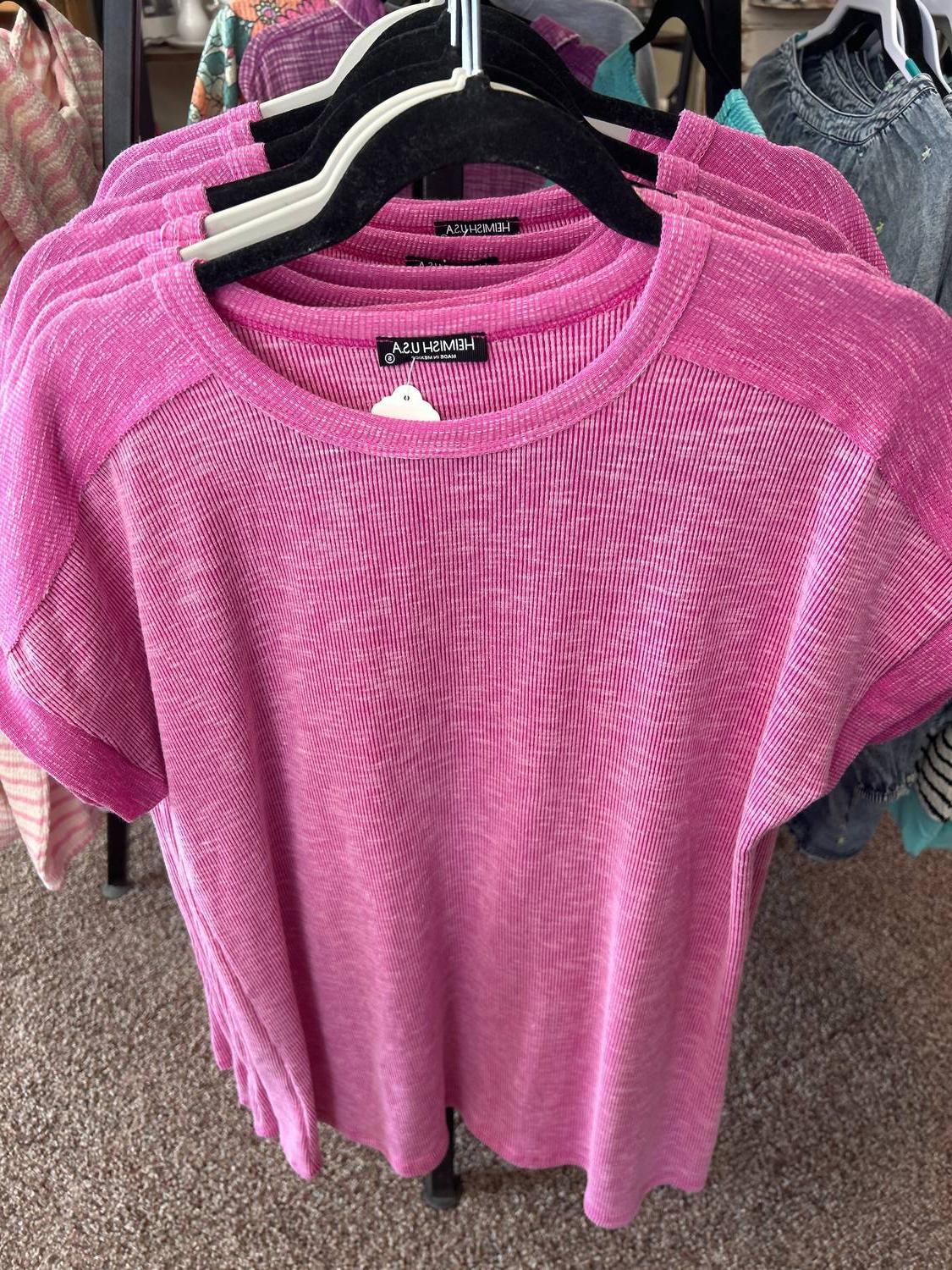 Heimish Usa Short Sleeve Ribbed Top Berry - $42.00