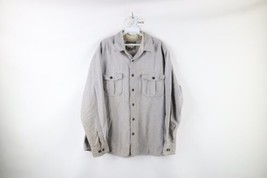 Vintage Eddie Bauer Mens XL Thrashed Chamois Cloth Button Shirt Gray Cotton - £27.21 GBP