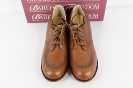 NOS Vintage 90s Womens 11 2A Chunky Heel Leather Wingtip Shoes Almond Brown USA - £78.91 GBP
