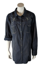 Reba Arizona Spirit Womens Button Up Blue Long Sleeve Embroidered Shirt Size 2X - £33.42 GBP