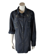Reba Arizona Spirit Womens Button Up Blue Long Sleeve Embroidered Shirt ... - £32.88 GBP