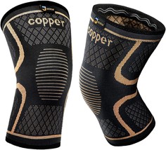 Copper Knee Braces for Men and Women 2 pack Knee Supports Copper Compression Kne - £31.64 GBP