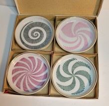4 TMJ Japan Coasters Porcelain in Original Box Pinwheel Design - £15.80 GBP