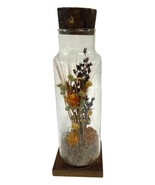 Vintage LG Terrarium Faux Flowers Leonard Creations Cork Glass Wood MCM ... - £29.33 GBP