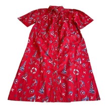 Nautical Robe Red National Button Down Small Vintage Housecoat Cover Up ... - £44.83 GBP