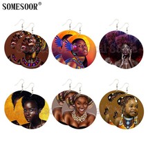 N natural hair black art wood drop earrings print african ethnic headwraps melanin girl thumb200