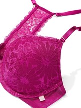 40DD Berry Pink Lace Front Close Extreme Lift Victorias Secret Plunge PU UW Bra - £31.63 GBP