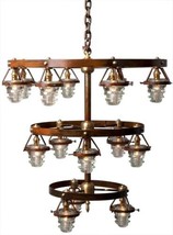 Upcycled Vintage Glass Chandelier, 21 Insulator Lights Clear,Blue, 3-Tier Metal - £3,324.52 GBP