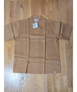 100% Linen Button Shirt Mens 2XL Brown NWT Short Sleeve Button PJ Mark Y2K - $30.77 CAD