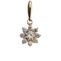 9ct Solid Gold Zirconia Horizon Sun Charm Pendant- Flower, 9K Au375, customise - £65.38 GBP