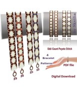 Cuff Bracelet patterns, Odd Peyote Stitch, Miyuki Delica and Preciosa, P... - $6.78 CAD