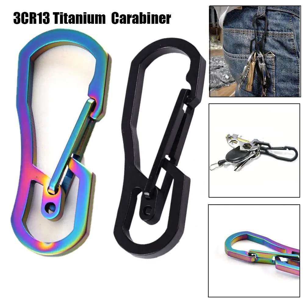 1pc Titanium Plating Carabiner Camping Clip Outdoor Key Ring Clip Keychain - £8.11 GBP+