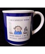 1970s Japan Coffee Mug Working Woman Humor Need For Caffeine Vintage Cer... - £6.64 GBP