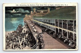 Watching The Bathers Steel Pier at Night Atlantic City New Jersey Postcard - $4.94