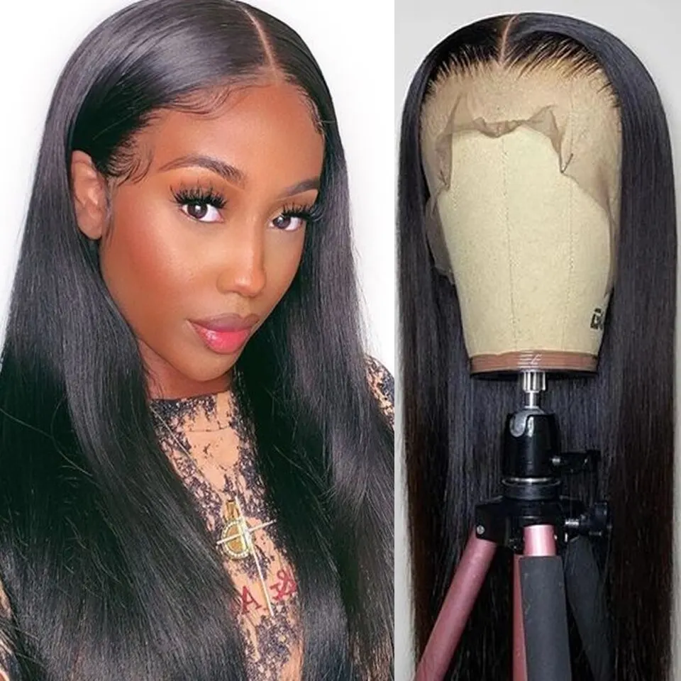 Brazilian Straight Lace Frontal Human Hair Wigs 13X5 Human Hair Lace Front - £41.32 GBP