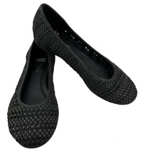 Eileen Fisher Black Perforated Flats Hidden Wedge Suede Leather 9 - $59.00