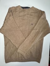 Chaps Ralph Lauren Pullover Sweater Men&#39;s L Beige Hand Framed Cotton Vintage - £26.96 GBP