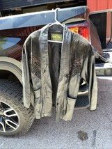 Vtg 80s AVANTI Vintage 80&#39;s Black Leather &amp; Flower/leaf Print Suede Jack... - $39.00