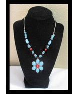 Avon Turquoise &amp; Red Coral Necklace Vintage 16&quot; N010 - $244.42 MXN