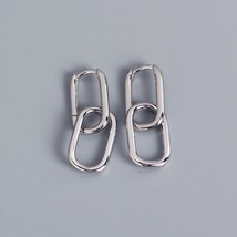 ANENJERY Silver Color Oval Hoop Earrings For Women Geometric Hot Elegant Love Ea - £7.80 GBP