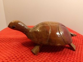Vintage Mini Hand Carved Wooden Turtle Figurine, Collectible Souvenir Jamaica - £9.55 GBP