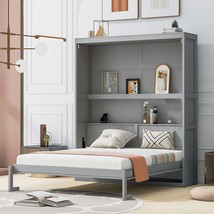 Gray Queen Murphy Bed w/ Shelves - $1,068.99