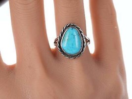 sz7.5 40&#39;s-50&#39;s Vintage Navajo Sterling and turquoise ring - £70.54 GBP