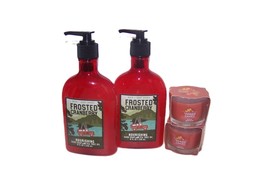 Bath and Body Works Frosted Cranberry Nourishing Soap w Apple Pumpkin Candle - £21.50 GBP