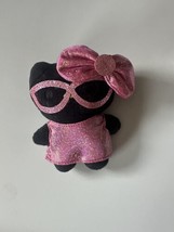 Black Hello Kitty Plush Keychain Pink Glitter Dress and Bow Plush Keychain Charm - £7.42 GBP