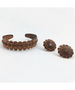 Vintage Southwest Concho Solid Copper Cuff Bracelet &amp; Screw Back Earrings - $72.42 CAD
