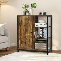 Storage Cabinet 3 Open Shelves Doors Multipurpose Freestanding Living Room Decor - £82.89 GBP