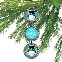 Merry Christmas SNOWMAN 3D Bottle Cap Christmas Ornament BLUE | Gift for... - $7.16