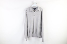 Vintage 90s Lands End Mens Large Blank Cashmere Knit Collared Polo Sweater Gray - £71.18 GBP