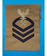 UNITED STATES NAVY, U.S.N. CHIEF, STOREKEEPER, BULLION, KHAKI, RATING BADGE - €26,23 EUR