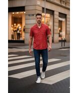 Tommy Bahama Men's Silk Jacquard Striped Camp Shirt Large - $34.65