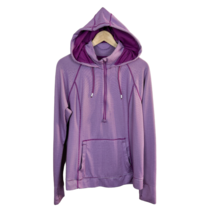 Tangerine Hooded Shirt Womens XL Purple Striped Fitted 1/4 Zip Long Sleeve - £15.66 GBP