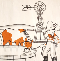 1955 Cowboy Small Horse Drinking Water Book Plate Print Lenski Vintage D... - £15.03 GBP