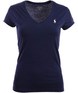 Polo Ralph Lauren Womens Navy Blue Soft Knit V-neck Tee T-Shirt, S Small... - $67.03 CAD