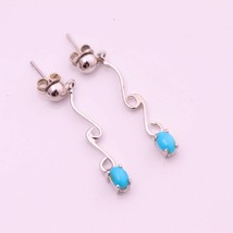 1.5 Carat Natural Turquoise Silver Earrings, Handmade Silver Earrings, Arizona T - £30.28 GBP