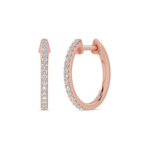 14k Rose Gold 0.15Ct TDW Lab Created Round Diamond Single Row Hoop Earrings - £353.51 GBP
