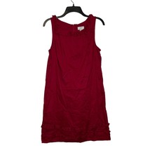 Loft Ann Taylor Crewneck Ruffle Trim Lined Shift Dress Women 8 Sleeveless Cotton - £18.63 GBP