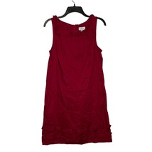 Loft Ann Taylor Crewneck Ruffle Trim Lined Shift Dress Women 8 Sleeveless Cotton - £17.86 GBP