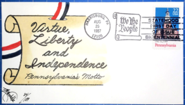 U.S. #2337 22¢ Pennsylvania Statehood T. M. Weddle Handpainted FDC 1987 ... - £3.18 GBP